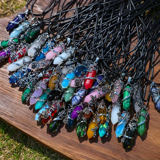 Jewelry Making Kit - Natural Stone Hexagon Prism Pendant Necklace Set 20pcs DIY Bulk , 10 - main product view