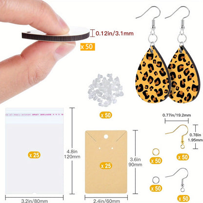 Jewelry Making Kit - Sublimation Blank Earrings 350PCS MDF DIY Custom Set with Earring Hooks - product detail view 11