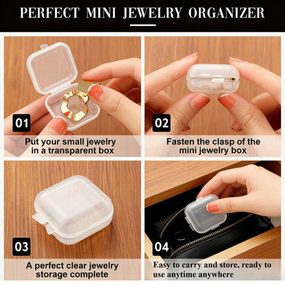 Jewelry Organizer - Clear Plastic Storage Boxes Stackable with Handle Portable Travel for - product detail view 4