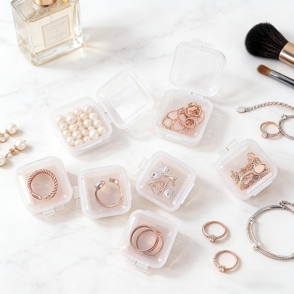 Jewelry Organizer - Clear Plastic Storage Boxes Stackable with Handle Portable Travel for - product detail view 6