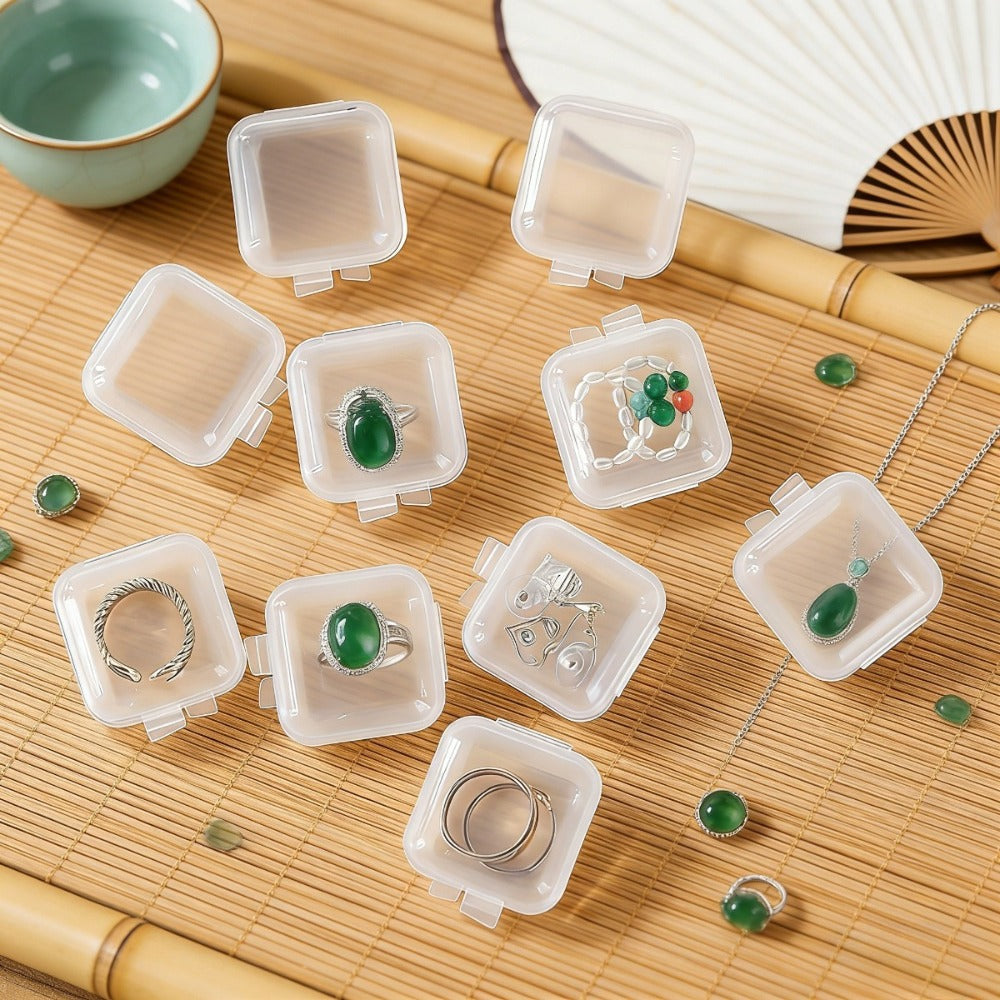 Jewelry Organizer - Clear Plastic Storage Boxes Stackable with Handle Portable Travel for - product detail view 8