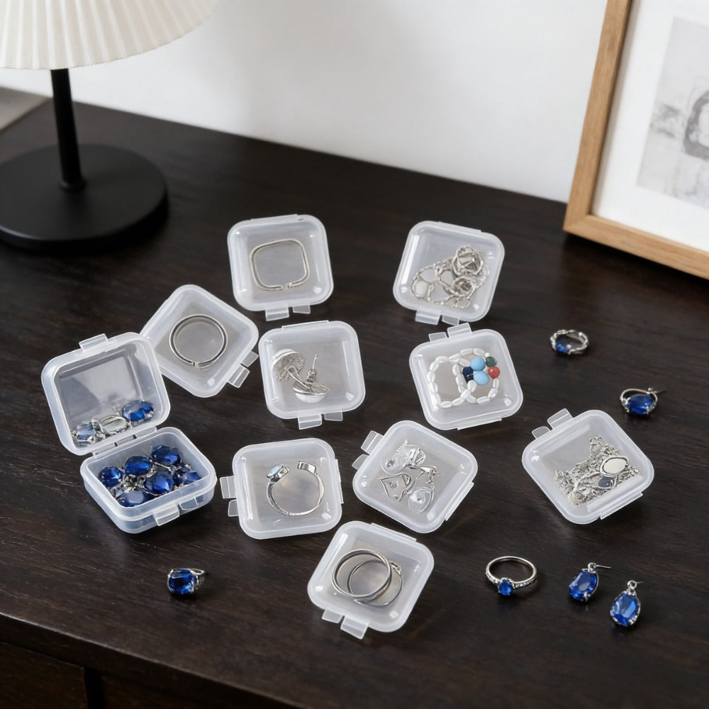 Jewelry Organizer - Clear Plastic Storage Boxes Stackable with Handle Portable Travel for - product detail view 10