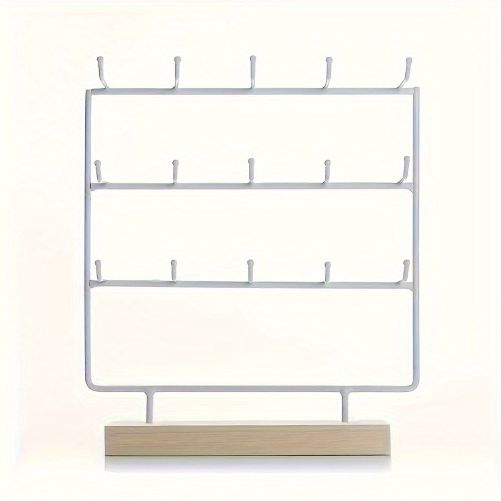 Jewelry Organizer - Earring Display Rack 15 Hook Iron Art Stand, Wall Hanging Earring Holder - product detail view 3