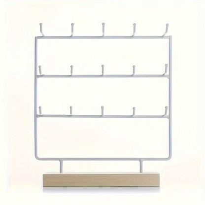 Jewelry Organizer - Earring Display Rack 15 Hook Iron Art Stand, Wall Hanging Earring Holder - product detail view 3