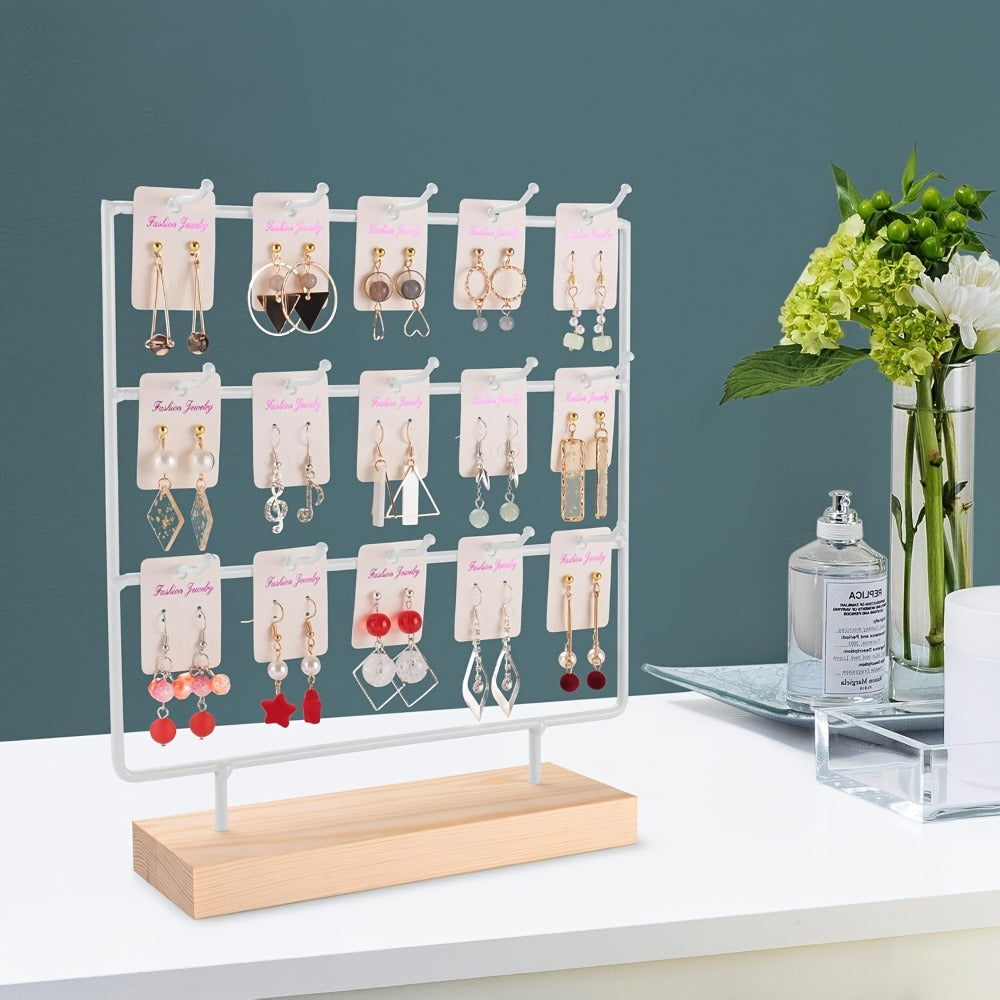 Jewelry Organizer - Earring Display Rack 15 Hook Iron Art Stand, Wall Hanging Earring Holder - product detail view 5