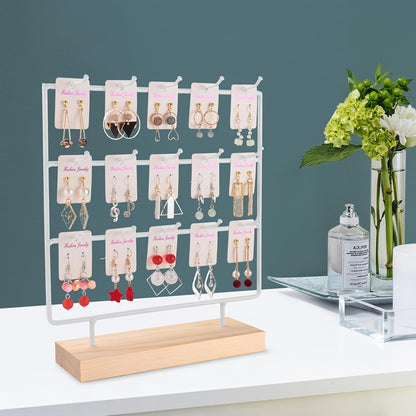 Jewelry Organizer - Earring Display Rack 15 Hook Iron Art Stand, Wall Hanging Earring Holder - product detail view 5