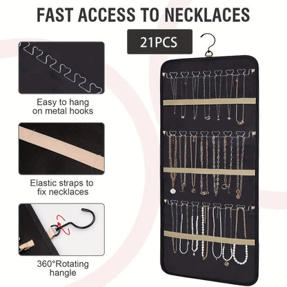 Jewelry Organizer - Hanging Dual Sided 360 Degree Rotating Hanger for Earrings Bracelets Rings - product detail view 8