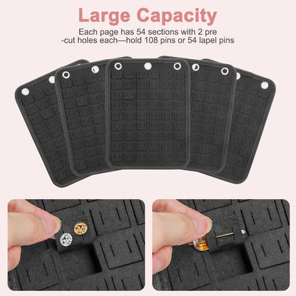 Jewelry Organizer - Pin Display Holder Brooch 5-Page Felt Badge Storage Binder 3-Ring - product detail view 3