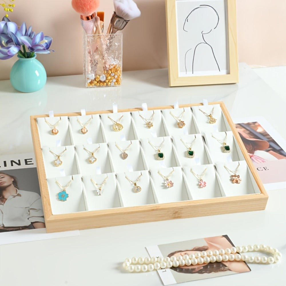 Jewelry Organizer - Tray Stackable 18 Compartments Velvet Drawer Insert Divider for Earrings - product detail view 14