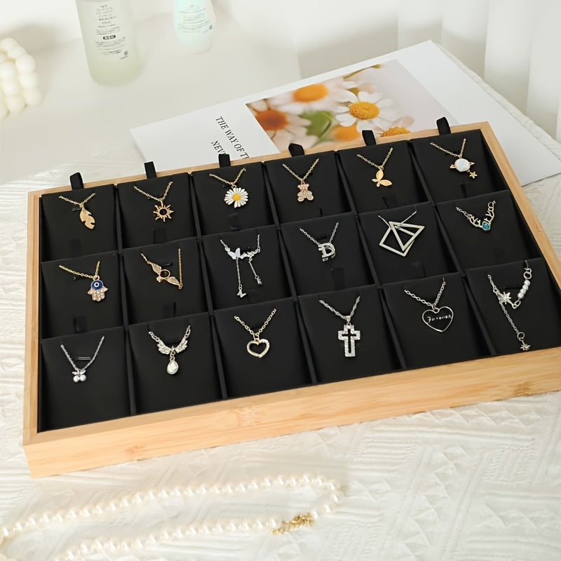 Jewelry Organizer - Tray Stackable 18 Compartments Velvet Drawer Insert Divider for Earrings - product detail view 16