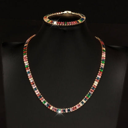 Jewelry Set for Women - 925 Sterling Silver Tennis Bracelet and Necklace Natural Stone Adorned - main product view