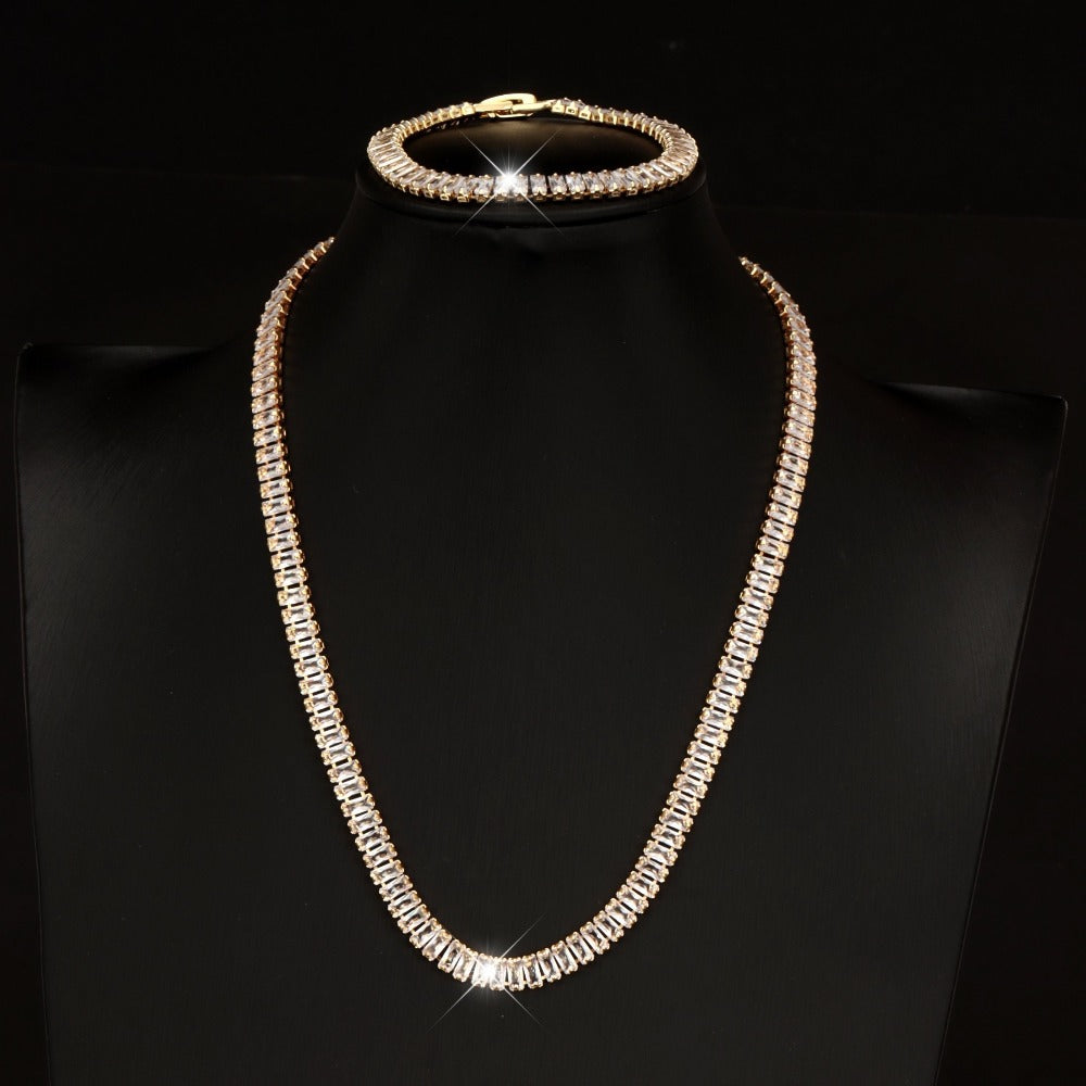 Jewelry Set for Women - 925 Sterling Silver Tennis Bracelet and Necklace Natural Stone Adorned - product detail view 5