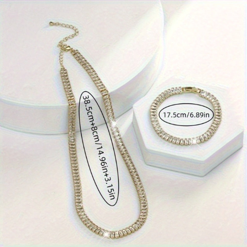 Jewelry Set for Women - 925 Sterling Silver Tennis Bracelet and Necklace Natural Stone Adorned - product detail view 6