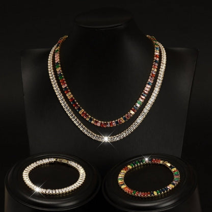 Jewelry Set for Women - 925 Sterling Silver Tennis Bracelet and Necklace Natural Stone Adorned - product detail view 7