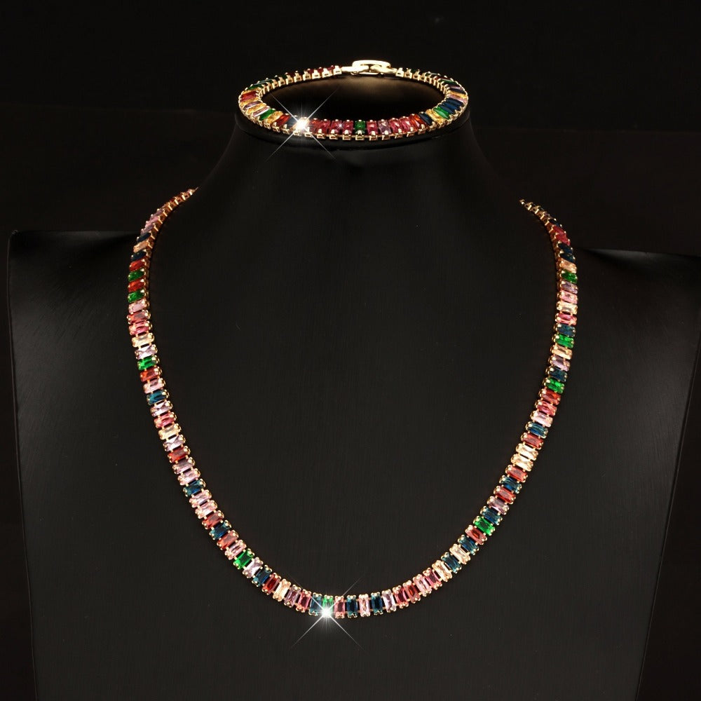 Jewelry Set for Women - 925 Sterling Silver Tennis Bracelet and Necklace Natural Stone Adorned - product detail view 12
