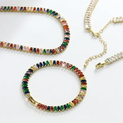 Jewelry Set for Women - 925 Sterling Silver Tennis Bracelet and Necklace Natural Stone Adorned - product detail view 13