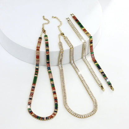 Jewelry Set for Women - 925 Sterling Silver Tennis Bracelet and Necklace Natural Stone Adorned - product detail view 14