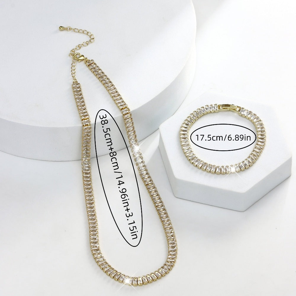 Jewelry Set for Women - 925 Sterling Silver Tennis Bracelet and Necklace Natural Stone Adorned - product detail view 15