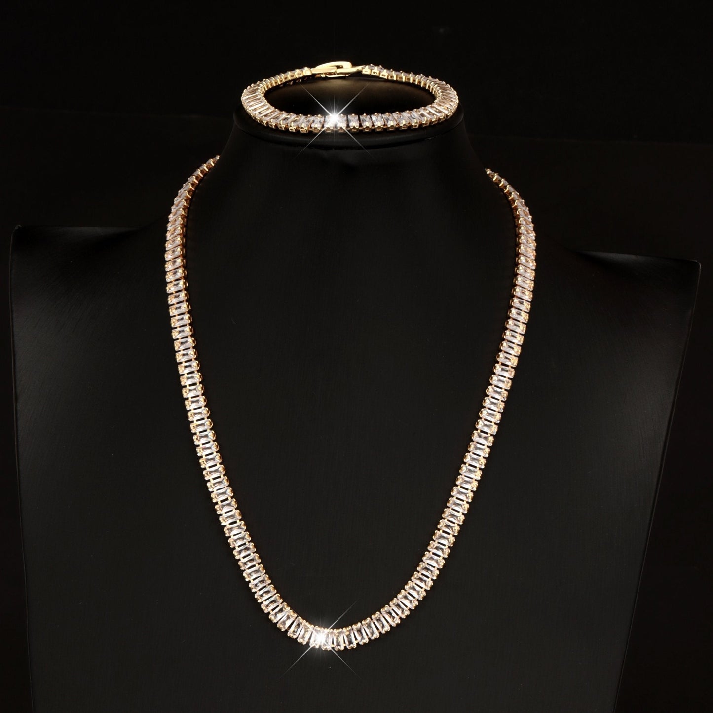 Jewelry Set for Women - 925 Sterling Silver Tennis Bracelet and Necklace Natural Stone Adorned - product detail view 17