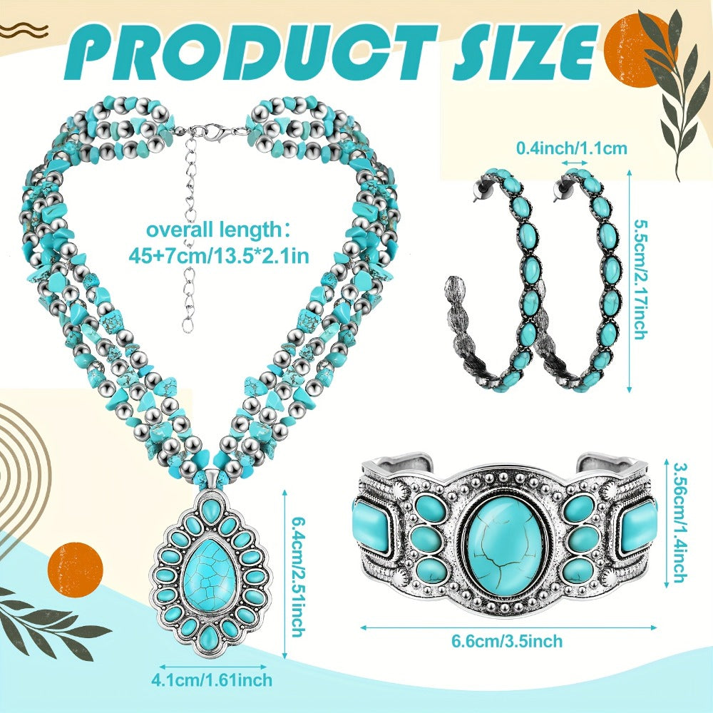 Jewelry Set for Women - Boho 3 Pieces for Western Bohemian Pendant Choker Necklace, Layered - product detail view 3