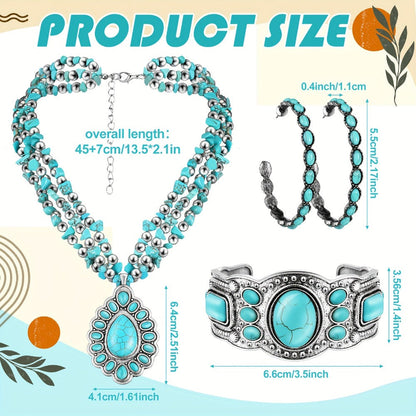 Jewelry Set for Women - Boho 3 Pieces for Western Bohemian Pendant Choker Necklace, Layered - product detail view 3