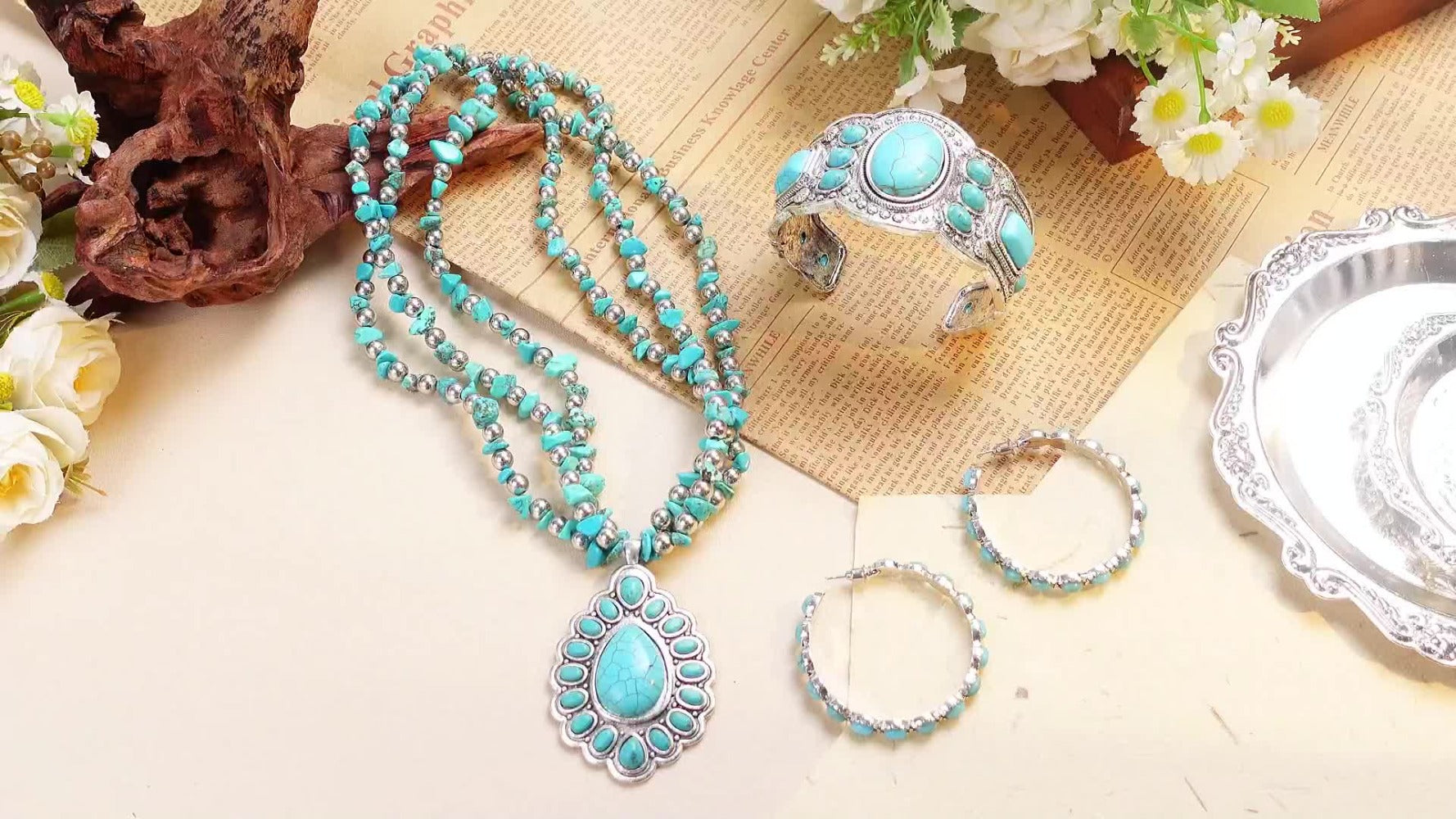 Jewelry Set for Women - Boho 3 Pieces for Western Bohemian Pendant Choker Necklace, Layered - product detail view 6