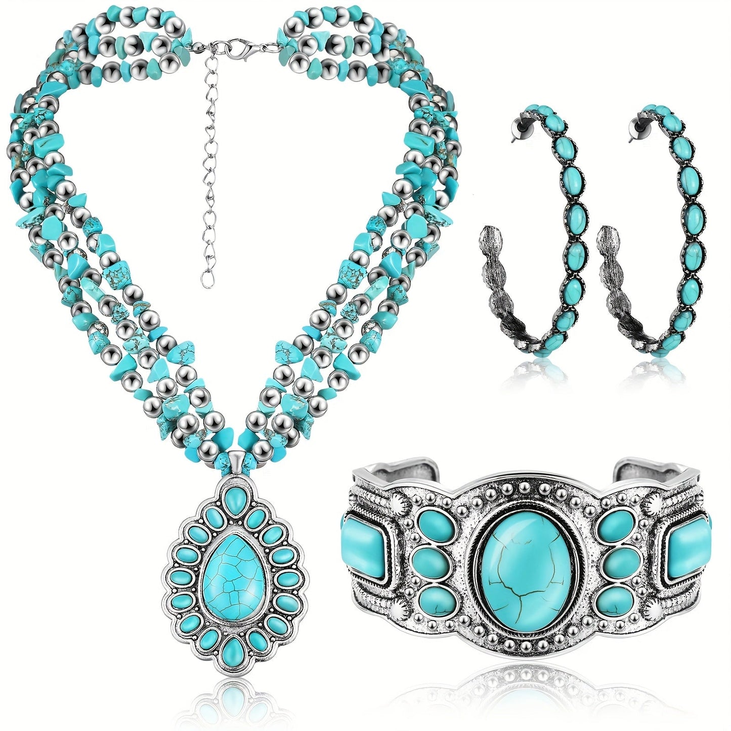 Jewelry Set for Women - Boho 3 Pieces for Western Bohemian Pendant Choker Necklace, Layered - product detail view 7