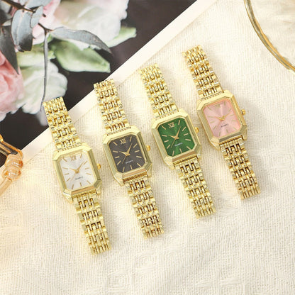 Jewelry Set with Watch - Women 6pcs Elegant Minimalist Quartz Square Dial Ladies with Heart Pendant - product detail view 8