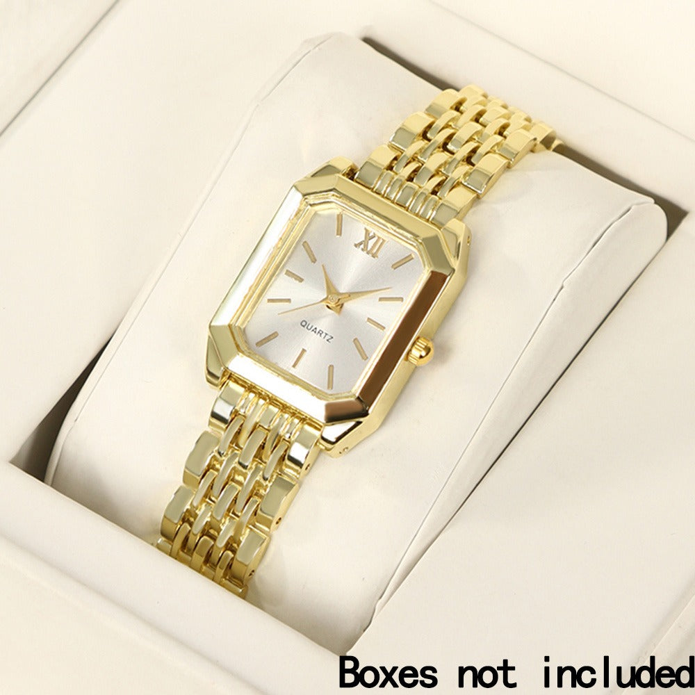 Jewelry Set with Watch - Women 6pcs Elegant Minimalist Quartz Square Dial Ladies with Heart Pendant - product detail view 12