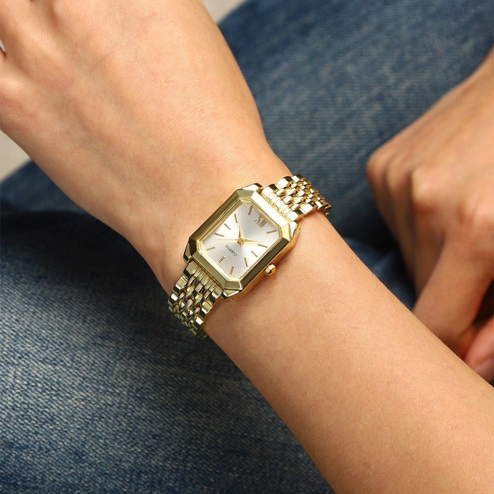 Jewelry Set with Watch - Women 6pcs Elegant Minimalist Quartz Square Dial Ladies with Heart Pendant - product detail view 14