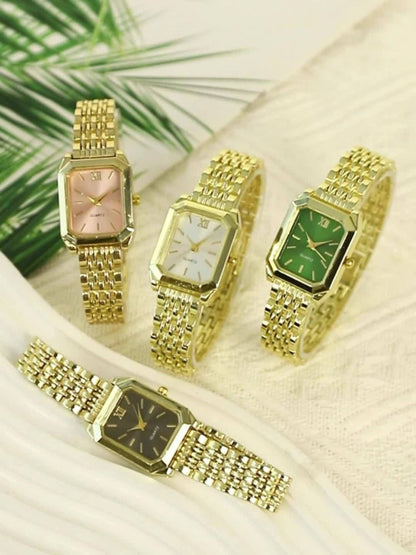 Jewelry Set with Watch - Women 6pcs Elegant Minimalist Quartz Square Dial Ladies with Heart Pendant - product detail view 18