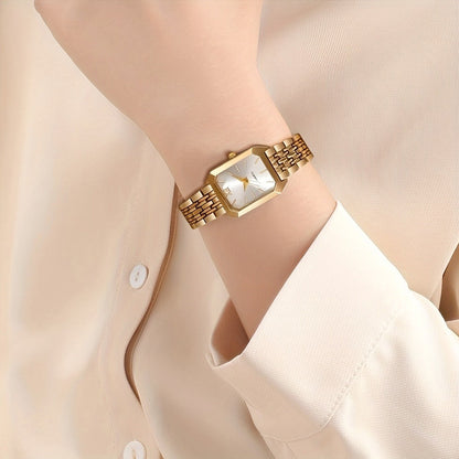 Jewelry Set with Watch - Women 6pcs Elegant Minimalist Quartz Square Dial Ladies with Heart Pendant - product detail view 20