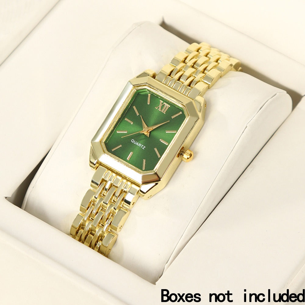 Jewelry Set with Watch - Women 6pcs Elegant Minimalist Quartz Square Dial Ladies with Heart Pendant - product detail view 22