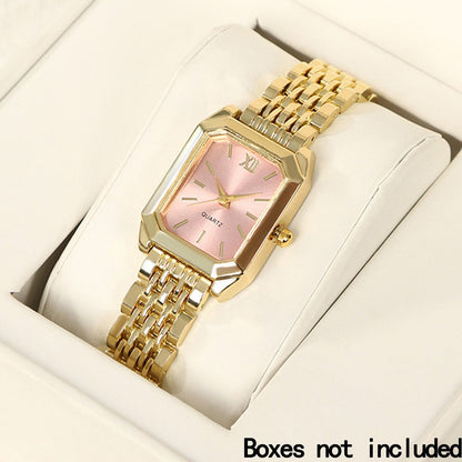Jewelry Set with Watch - Women 6pcs Elegant Minimalist Quartz Square Dial Ladies with Heart Pendant - product detail view 24