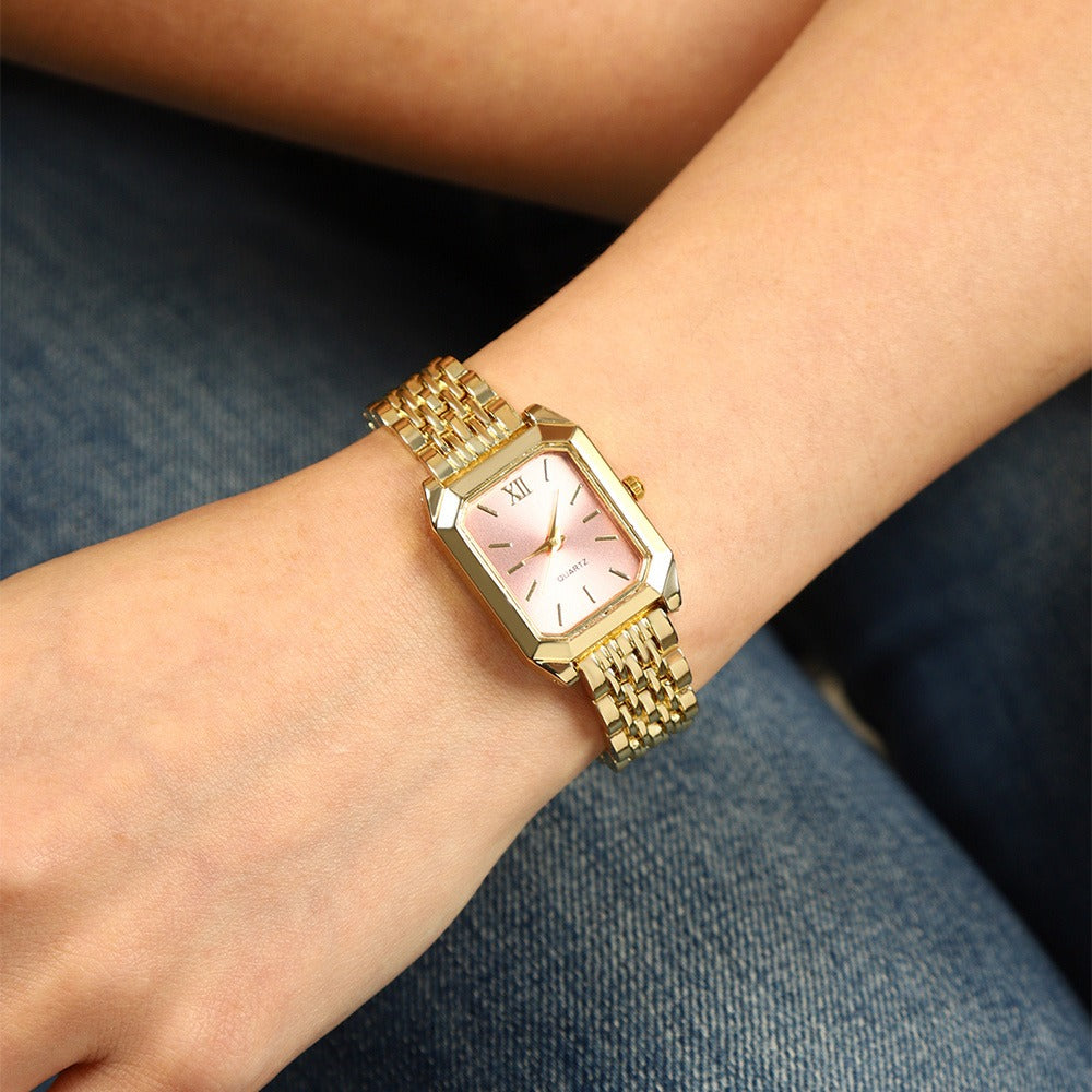 Jewelry Set with Watch - Women 6pcs Elegant Minimalist Quartz Square Dial Ladies with Heart Pendant - product detail view 25