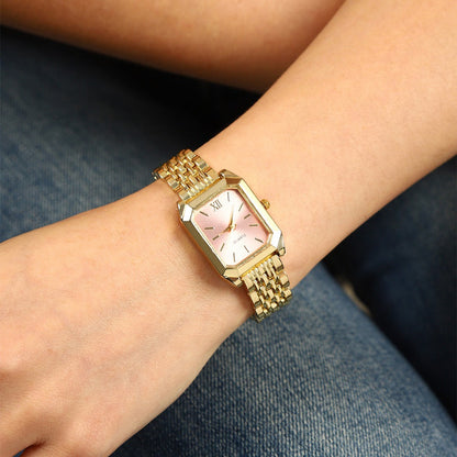 Jewelry Set with Watch - Women 6pcs Elegant Minimalist Quartz Square Dial Ladies with Heart Pendant - product detail view 25