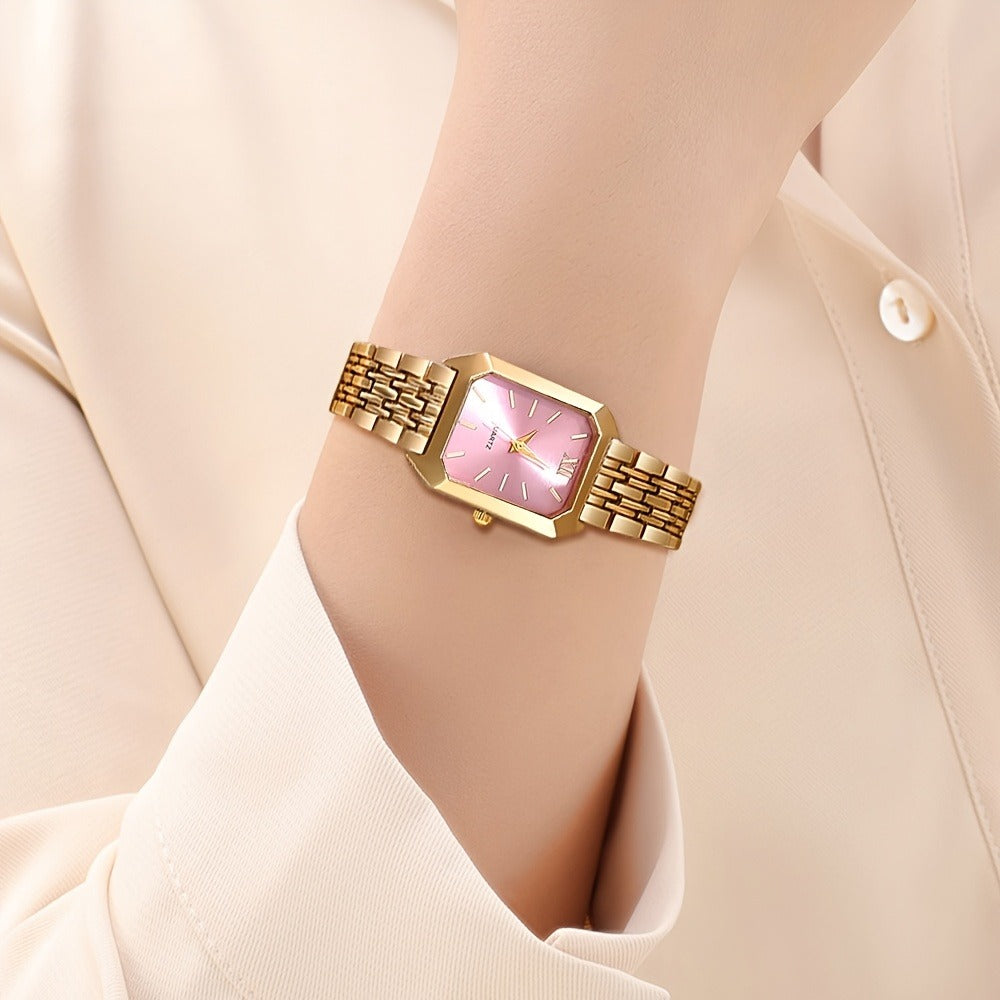 Jewelry Set with Watch - Women 6pcs Elegant Minimalist Quartz Square Dial Ladies with Heart Pendant - product detail view 26
