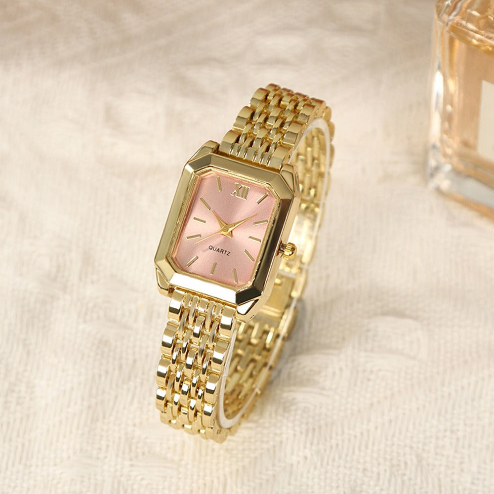 Jewelry Set with Watch - Women 6pcs Elegant Minimalist Quartz Square Dial Ladies with Heart Pendant - product detail view 27