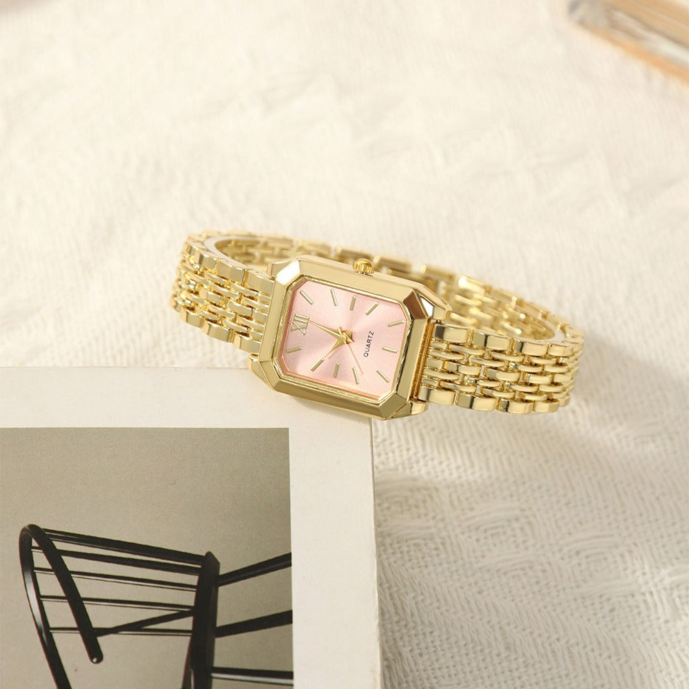 Jewelry Set with Watch - Women 6pcs Elegant Minimalist Quartz Square Dial Ladies with Heart Pendant - product detail view 28