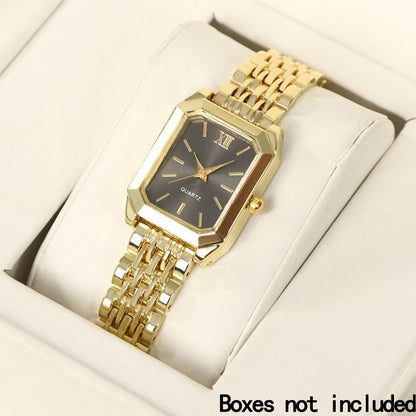 Jewelry Set with Watch - Women 6pcs Elegant Minimalist Quartz Square Dial Ladies with Heart Pendant - product detail view 29