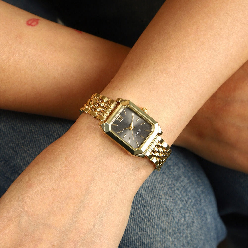 Jewelry Set with Watch - Women 6pcs Elegant Minimalist Quartz Square Dial Ladies with Heart Pendant - product detail view 30
