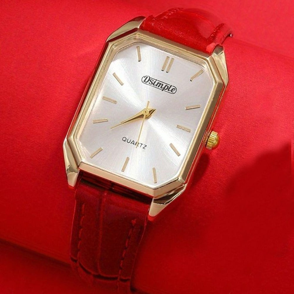 Jewelry Set with Watch - Women 6pcs Elegant Minimalist Quartz Square Dial Ladies with Heart Pendant - product detail view 37