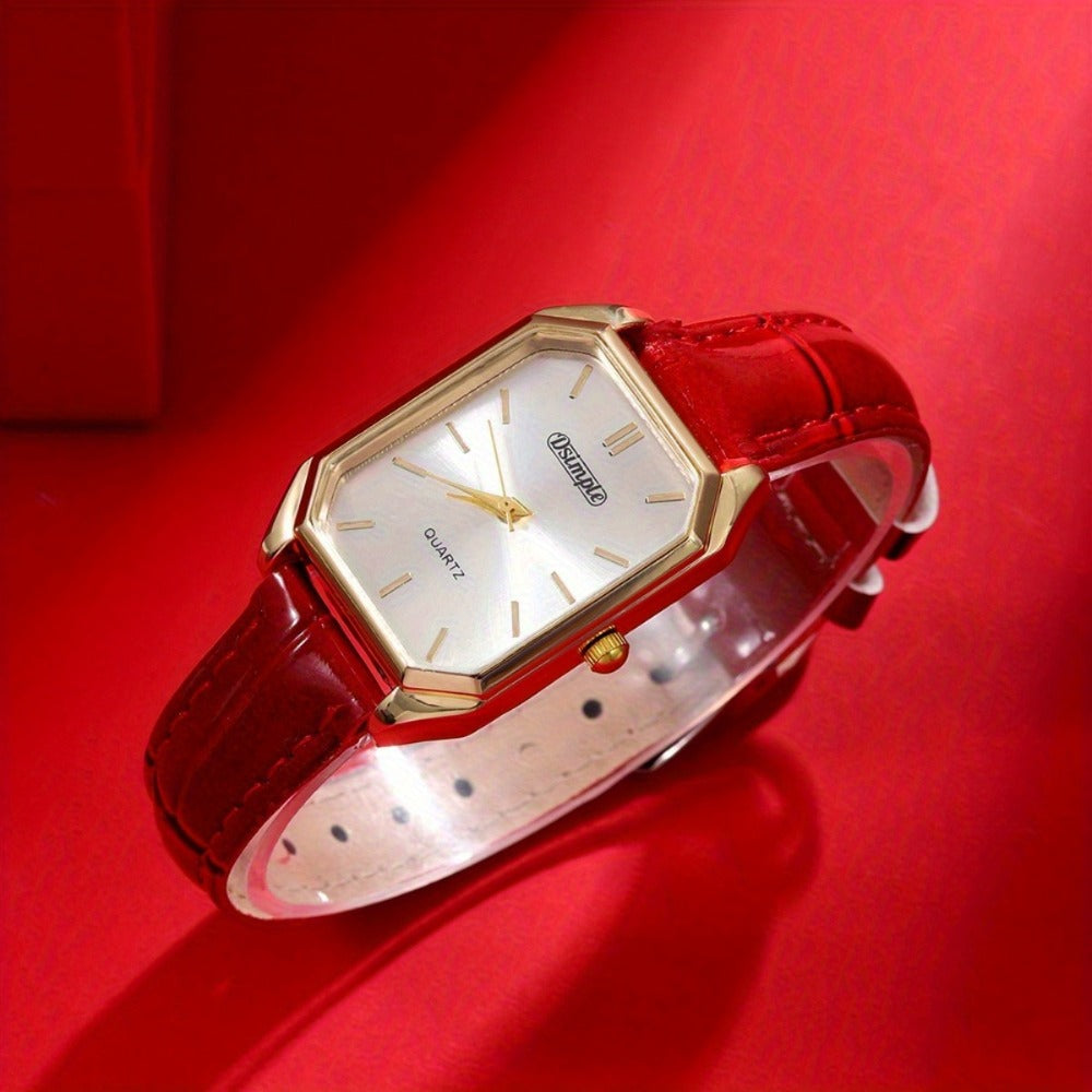 Jewelry Set with Watch - Women 6pcs Elegant Minimalist Quartz Square Dial Ladies with Heart Pendant - product detail view 38