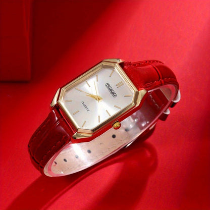 Jewelry Set with Watch - Women 6pcs Elegant Minimalist Quartz Square Dial Ladies with Heart Pendant - product detail view 38