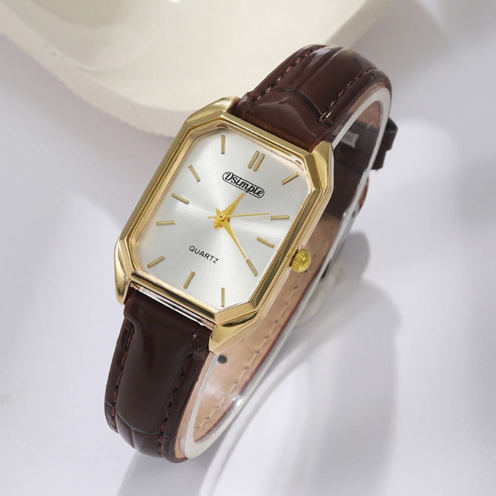 Jewelry Set with Watch - Women 6pcs Elegant Minimalist Quartz Square Dial Ladies with Heart Pendant - product detail view 41