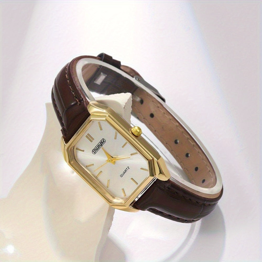 Jewelry Set with Watch - Women 6pcs Elegant Minimalist Quartz Square Dial Ladies with Heart Pendant - product detail view 42