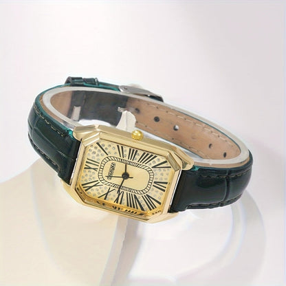 Jewelry Set with Watch - Women 6pcs Elegant Minimalist Quartz Square Dial Ladies with Heart Pendant - product detail view 45