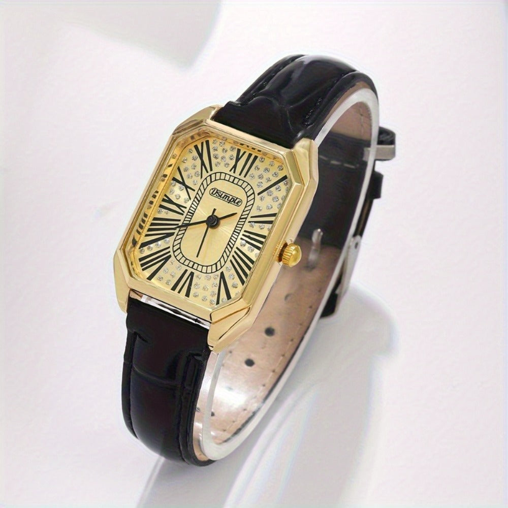 Jewelry Set with Watch - Women 6pcs Elegant Minimalist Quartz Square Dial Ladies with Heart Pendant - product detail view 47