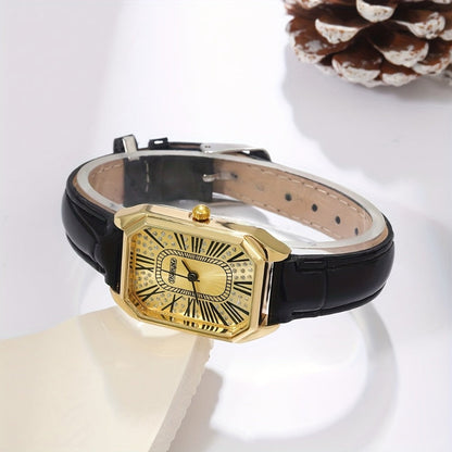 Jewelry Set with Watch - Women 6pcs Elegant Minimalist Quartz Square Dial Ladies with Heart Pendant - product detail view 48