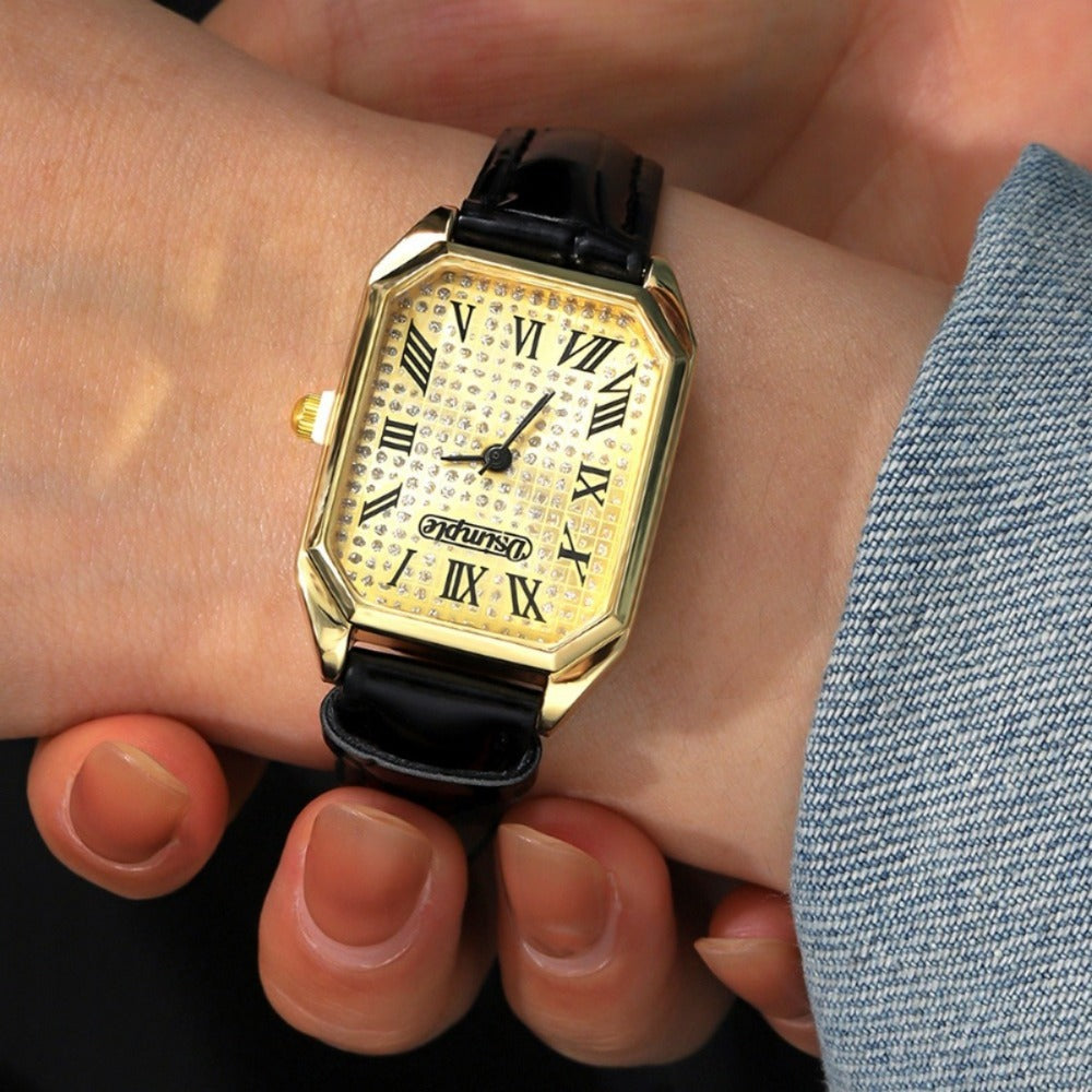 Jewelry Set with Watch - Women 6pcs Elegant Minimalist Quartz Square Dial Ladies with Heart Pendant - product detail view 50